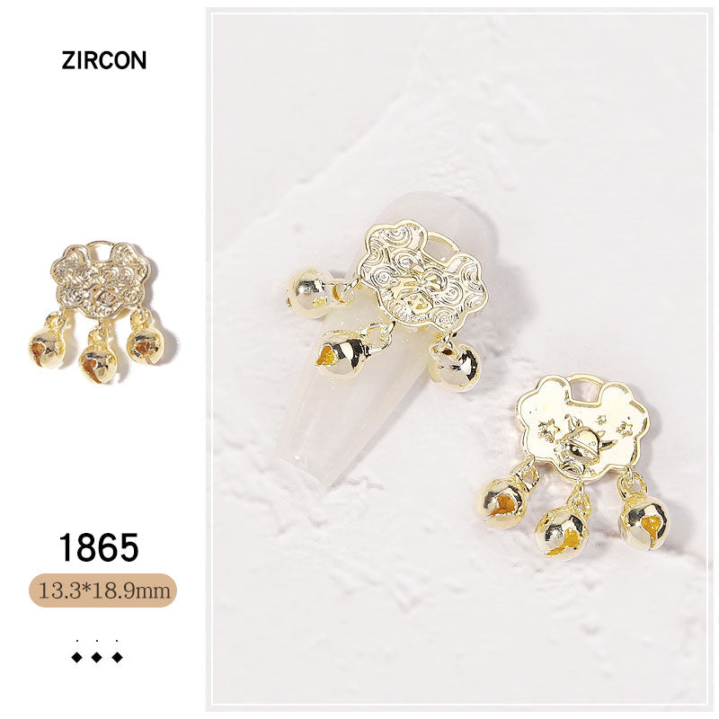 NZJ052 New Luxury Zircon Crystal Rhinestones For Nails Alloy Gold Nail Art Decorations Fashion Jewelry Ornaments