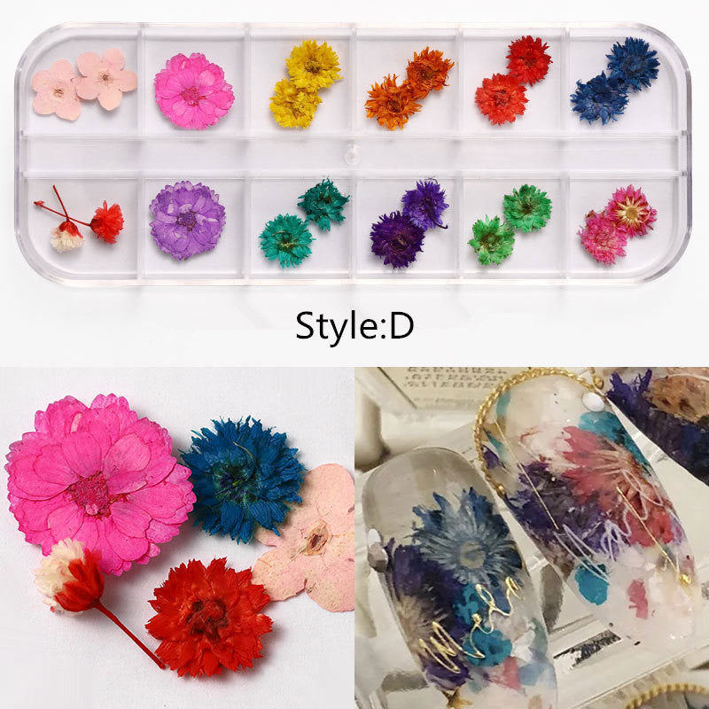 NDE001 ForLife Mix Dried Flowers Nail Decorations Jewelry Natural Floral Leaf Stickers 3D Nail Art Designs Polish Manicure