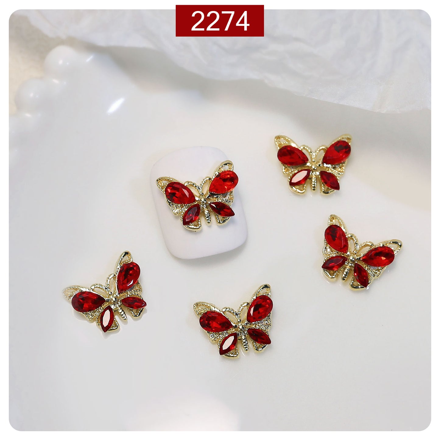 NZJ049 New luxury shiny 3D alloy crystal butterfly zircon nail accessories wholesale