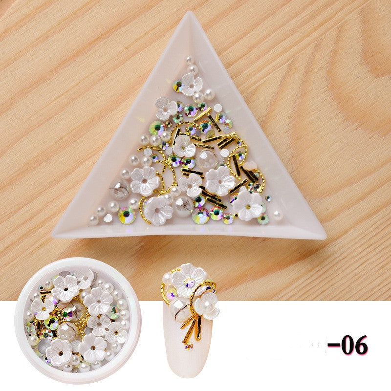 NDE015 ForLife 3D Nail Art Rhinestones Decoration Five Petals Flower Gold Pearls Decorations Nail Art Sticker Tool Manicure Art