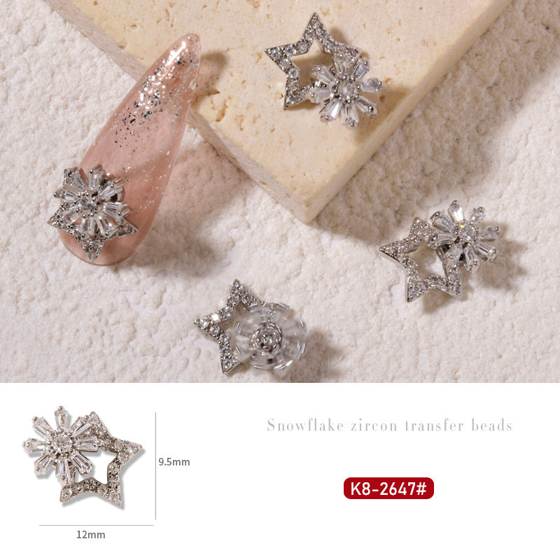 NZJ054 High-quality New Year Nail Art Transfer Beads Zircon Snow Pearl Rotatable Luxury Nail Rhinestone Accessories