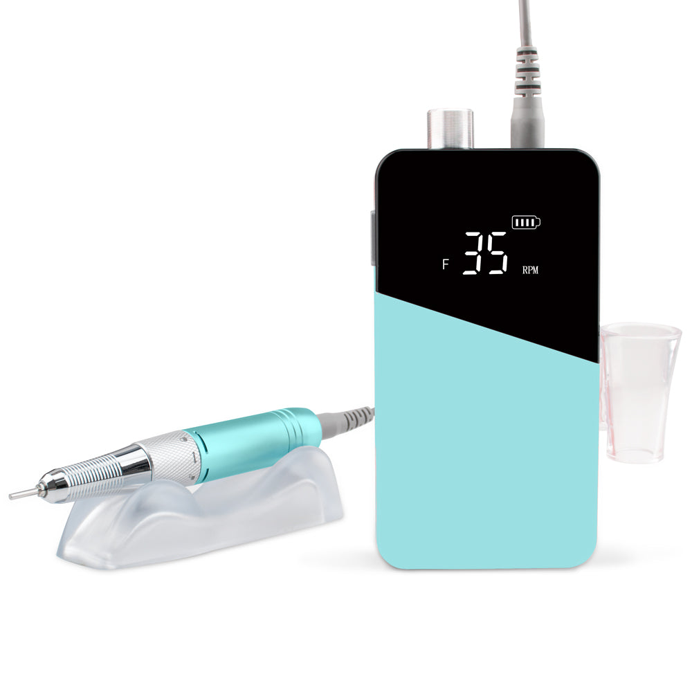 FNDM049 Free Customize Logo Popular Mermaid Color Strong 35.000 RPM Portable Wireless Rechargeable Electric E-file Nail Drill Manicure