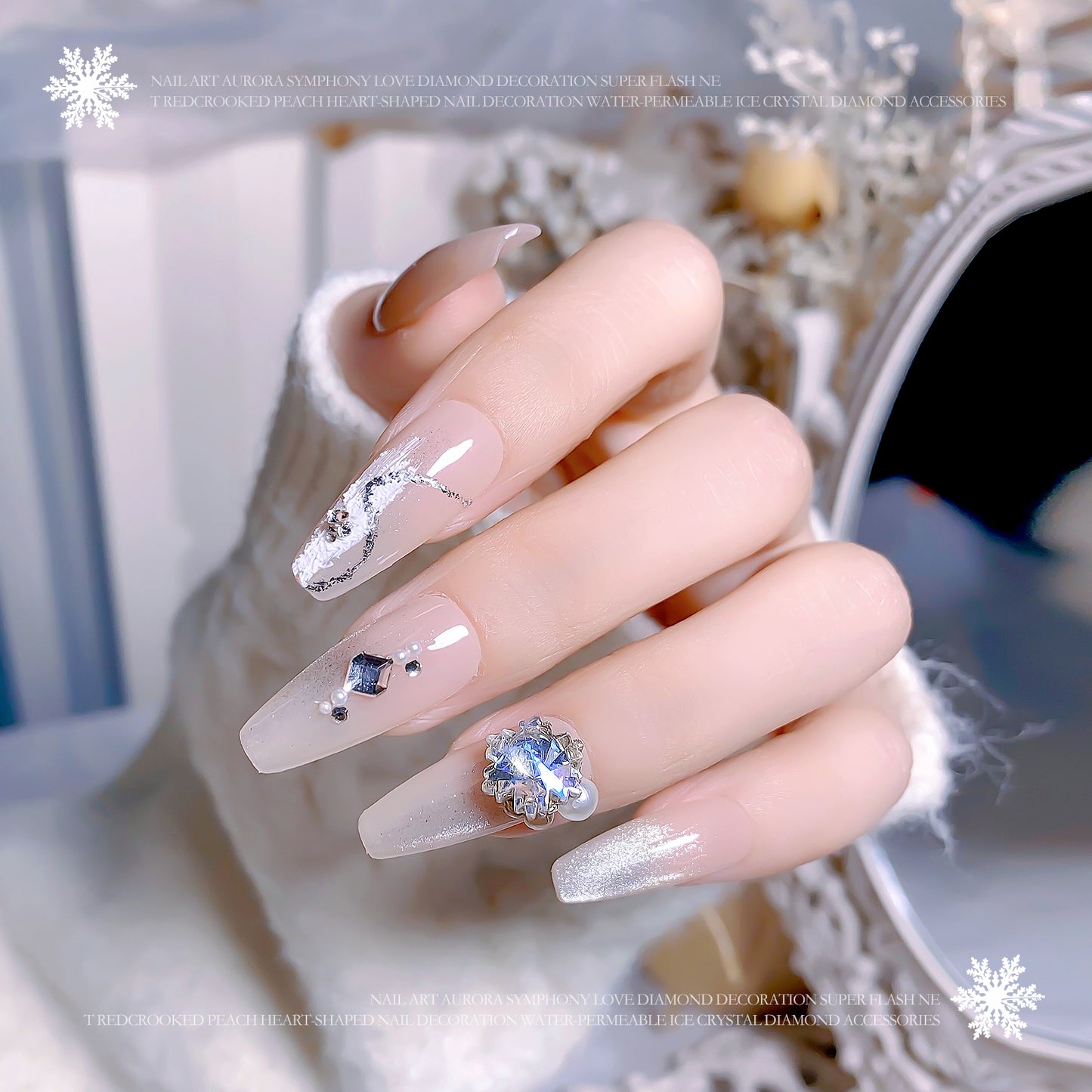 NZJ032 K9 snowflake point bottom nail enhancement diamond luxury glass crystal shaped diamond DIY nail jewelry wholesale