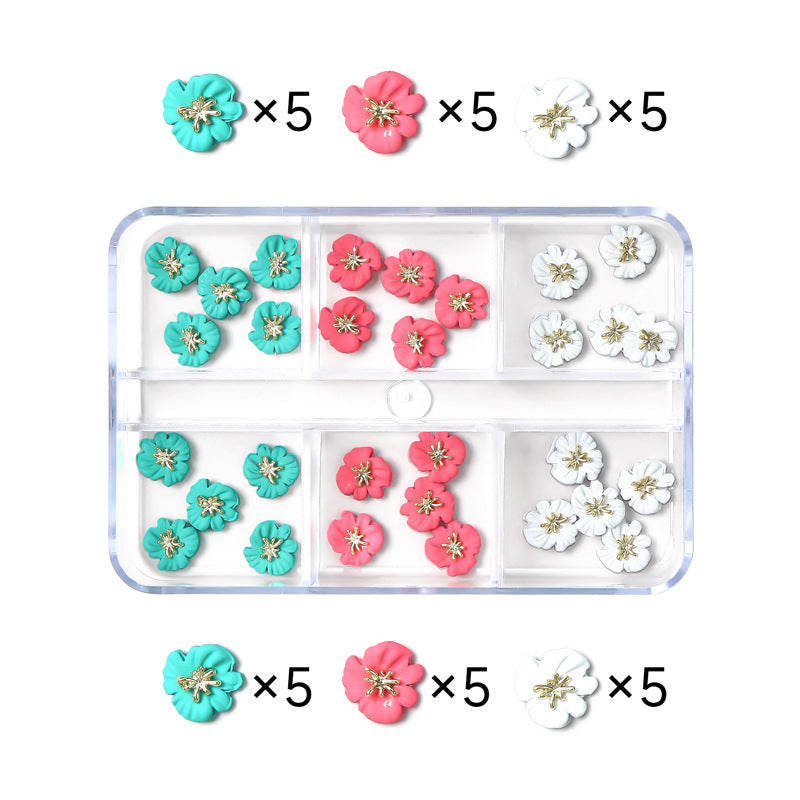 NZJ020 Nail Art Camellia Cherry Planet Six-Grid Alloy Jewelry Wholesale