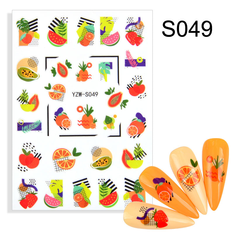 NS5D003 Hot Sale Simple Line Geometric Face Nail Sticker Avocado Fruit Nail Sticker 3d