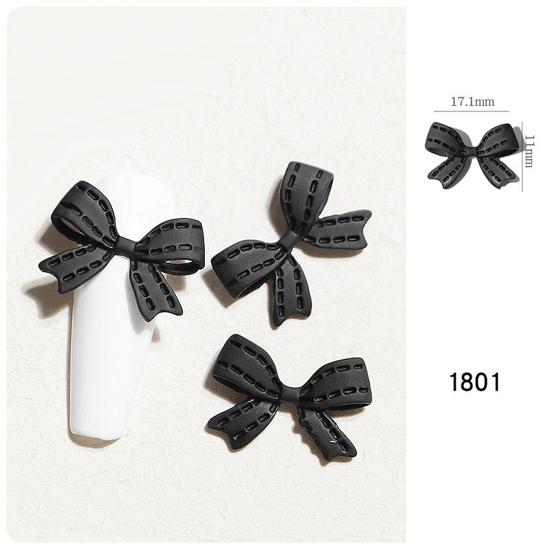 NDE061 ForLife nail art accessories three-dimensional spray paint butterfly red ribbon 3D alloy bow decoration