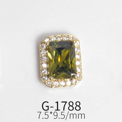 NZJ042 Colorful Zircon Gemstone Octagon Heart Diamond Alloy DIY Nail Art Charms for Nail Manicure Design