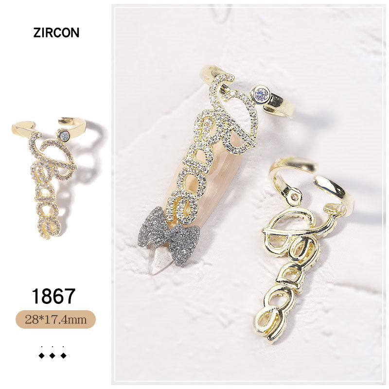 NZJ052 New Luxury Zircon Crystal Rhinestones For Nails Alloy Gold Nail Art Decorations Fashion Jewelry Ornaments