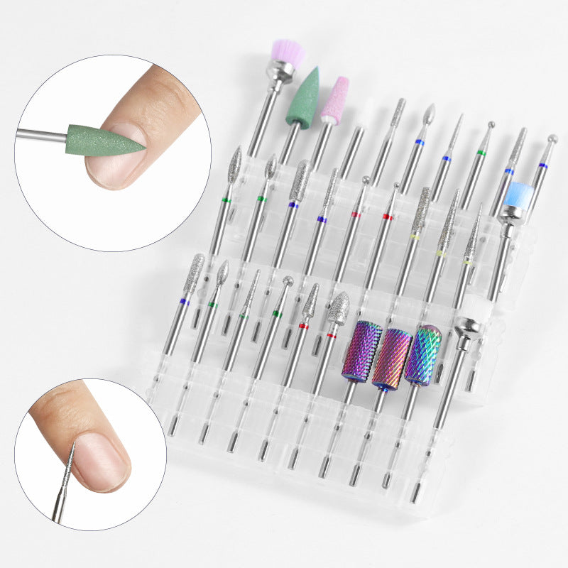 NDB003 10pcs Diamond Rotate Burr Nail Drill Bits Set Silicone Polishing Accessories Manicure Electric Machine Cutters Tool