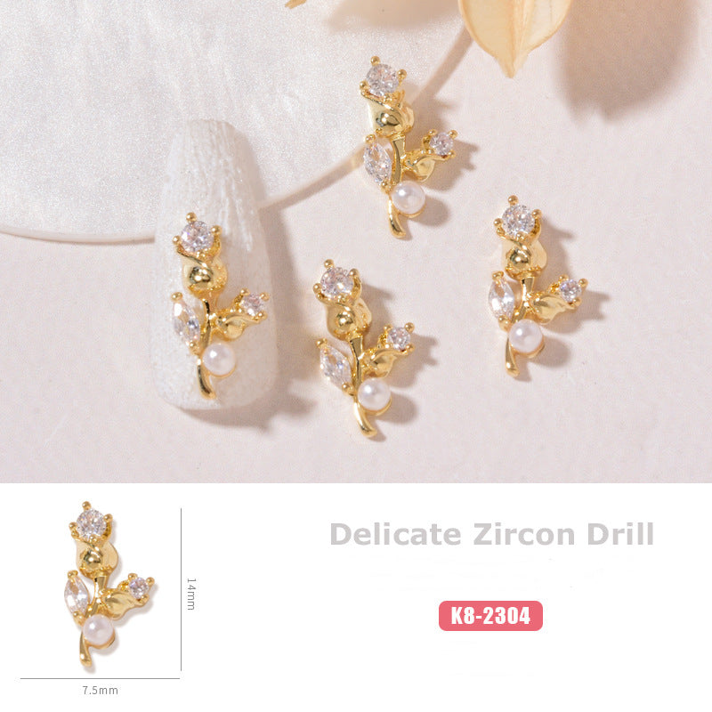 NZJ059 New cat eye butterfly 3D love bear jewelry bow luxury alloy zircon nail decoration