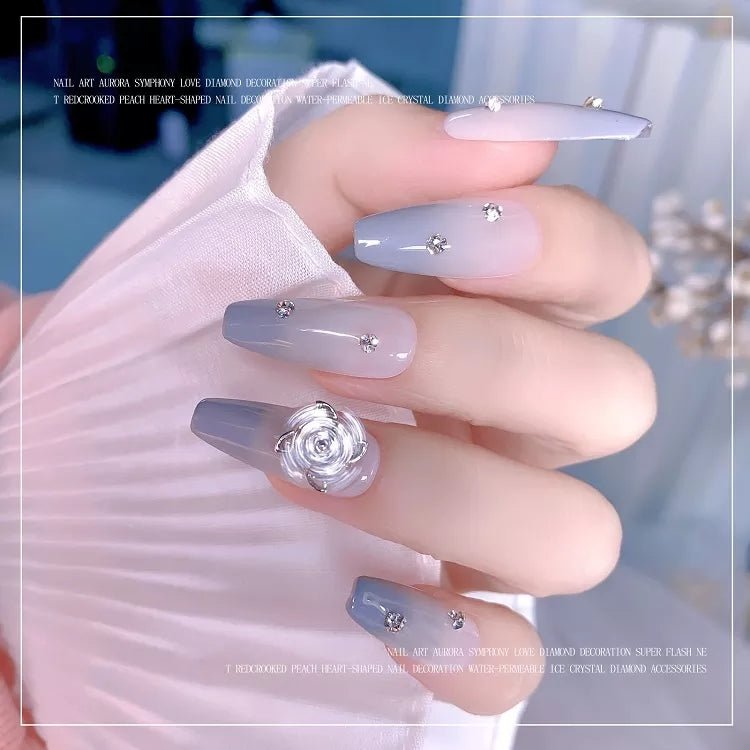 NZJ033 Boutique Nail Arts Windmill Zircon Nail Charms Rotatable Rotary Drill Spinner Women Beauty Finger Nail Sticker Fashion Jewelry