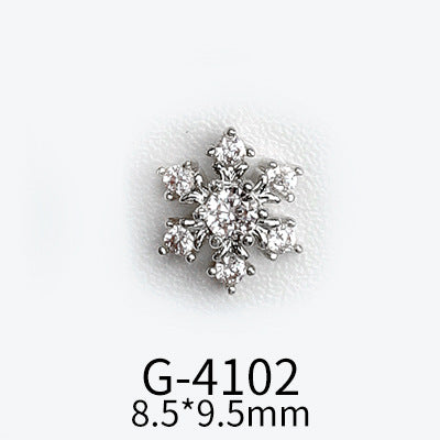 NZJ040 Christmas Nail Art Zircon Charms 3D Snowflake Nail Glitter Sticker Supplies Accessories Shiny Xtmas Nail Rhinestones Jewelry
