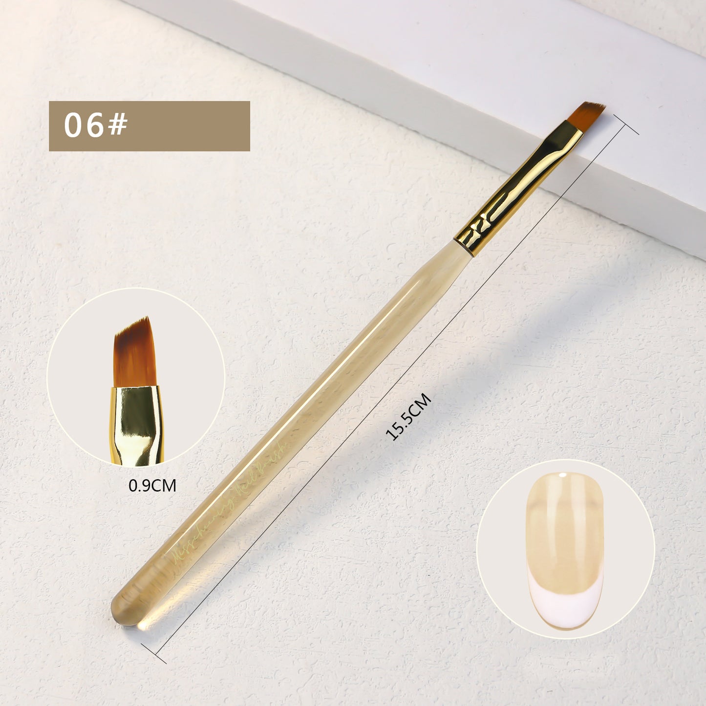 NBR046 New Simple Ice Transparent Brown Acrylic Nail Art Brush Flat Head Round Head Nail Art Paint Pen