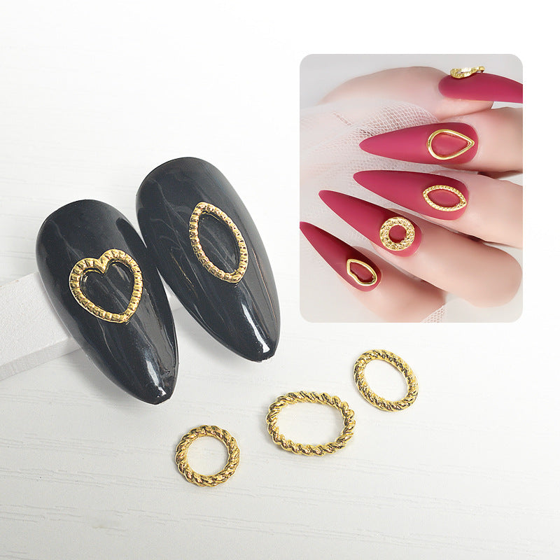 NZJ038 Nail geometry metal heart oval perfume bottle diamond matching nail jewelry