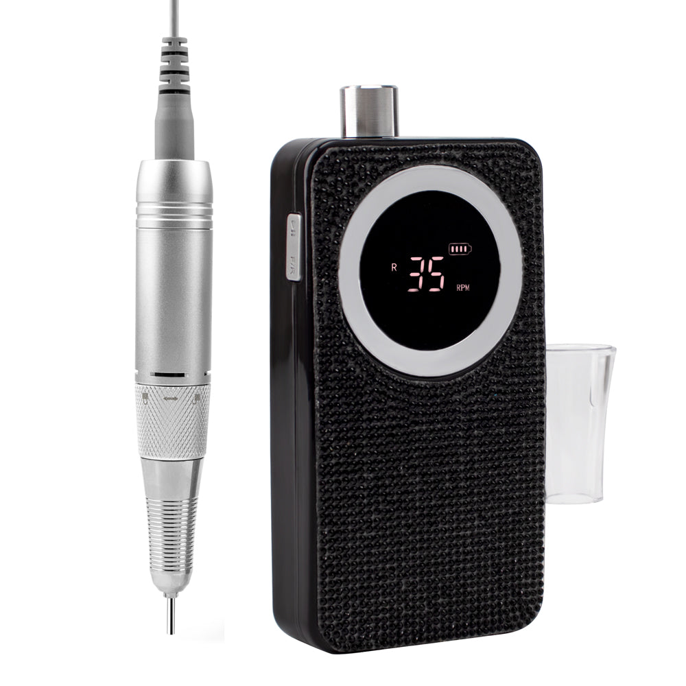 FNDM050 New Beautiful Shiny Rhinestones Nail Drill Efile Machine in Cordless Rechargeable 35000 RPM with Private Logo