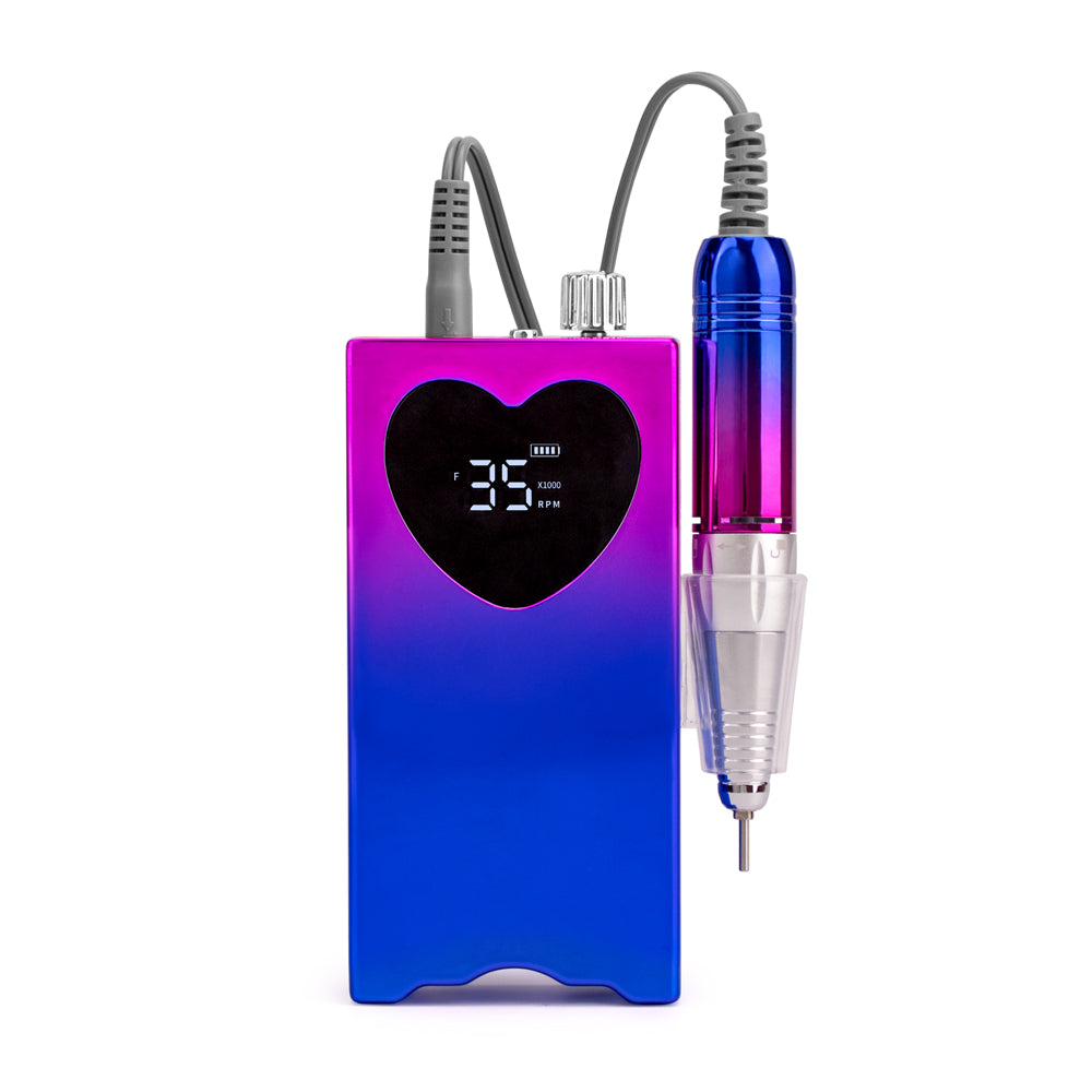 FNDM016 New Heart shape Portable Cordless Rechargeable Desktop Nail Drill Machine with 35000 rpm electric nail drill E file