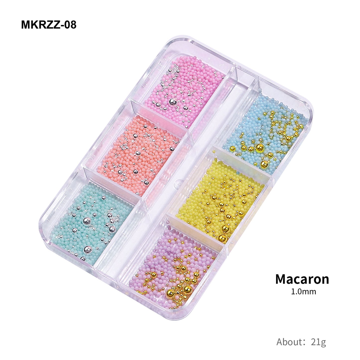 NZJ019 Hot Sale Mix Sizes Candy Color 3D Mermaid Jewelry Round Beads Nail Charms Rhinestones Nail Art Plastic Beads