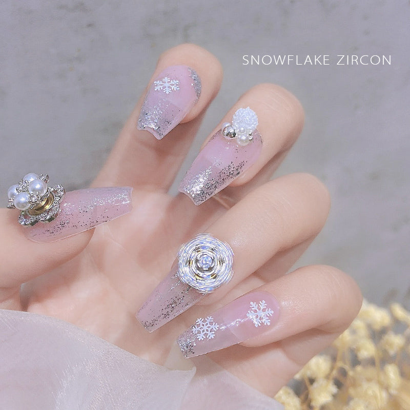 NZJ054 High-quality New Year Nail Art Transfer Beads Zircon Snow Pearl Rotatable Luxury Nail Rhinestone Accessories
