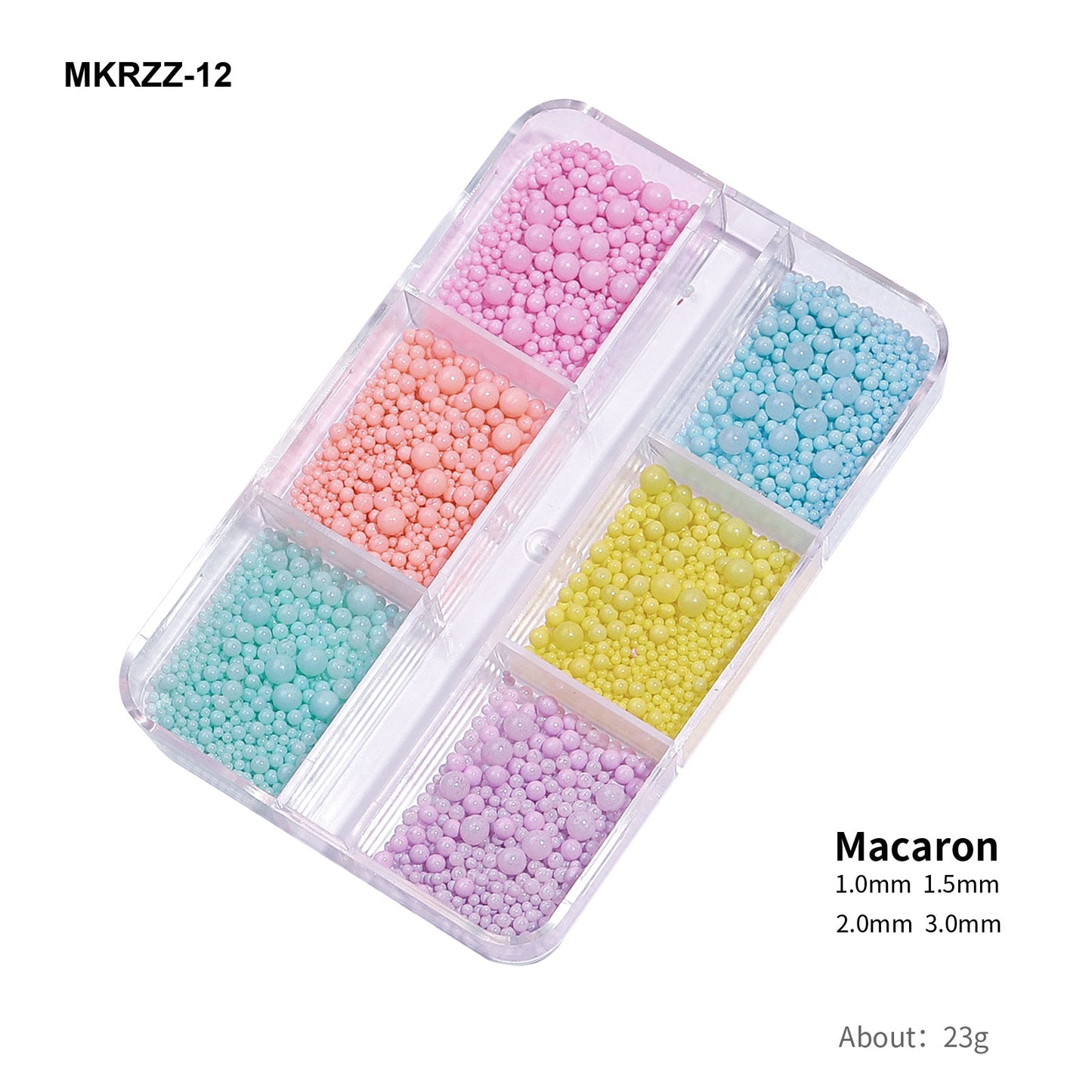 NZJ019 Hot Sale Mix Sizes Candy Color 3D Mermaid Jewelry Round Beads Nail Charms Rhinestones Nail Art Plastic Beads