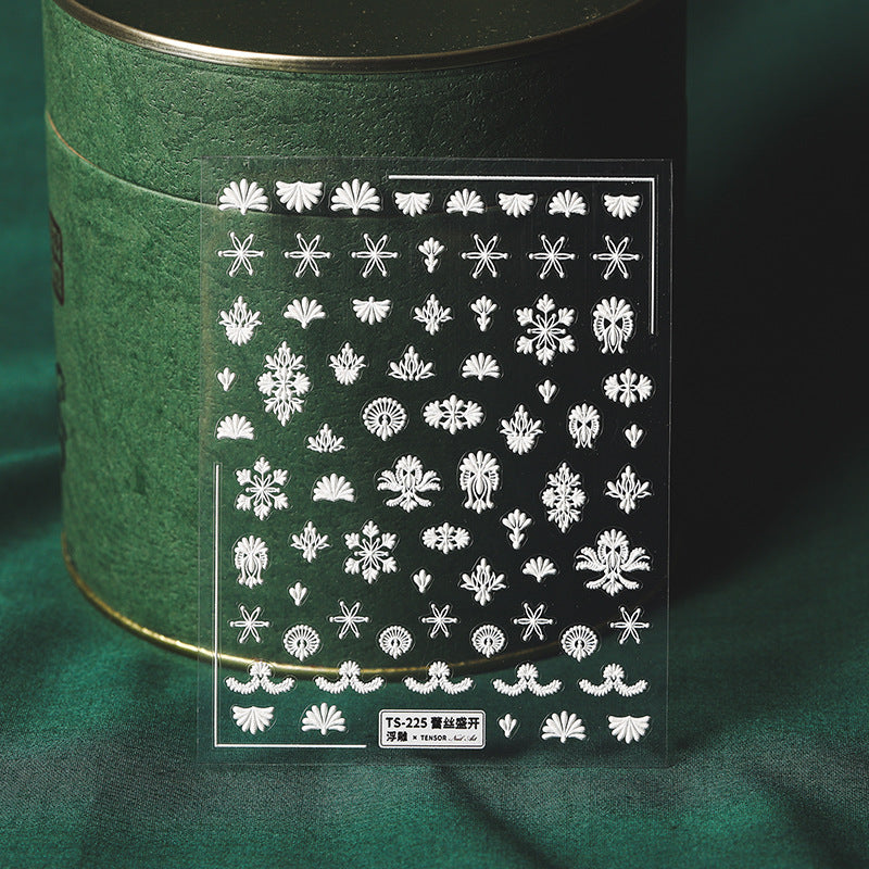 NS5D001 New Summer Nail Leave 5D Nail Sticker Adhesive Decal Summer Drinking Fruit Slider Laser Nail Art Decoration Manicure Wrap 3D