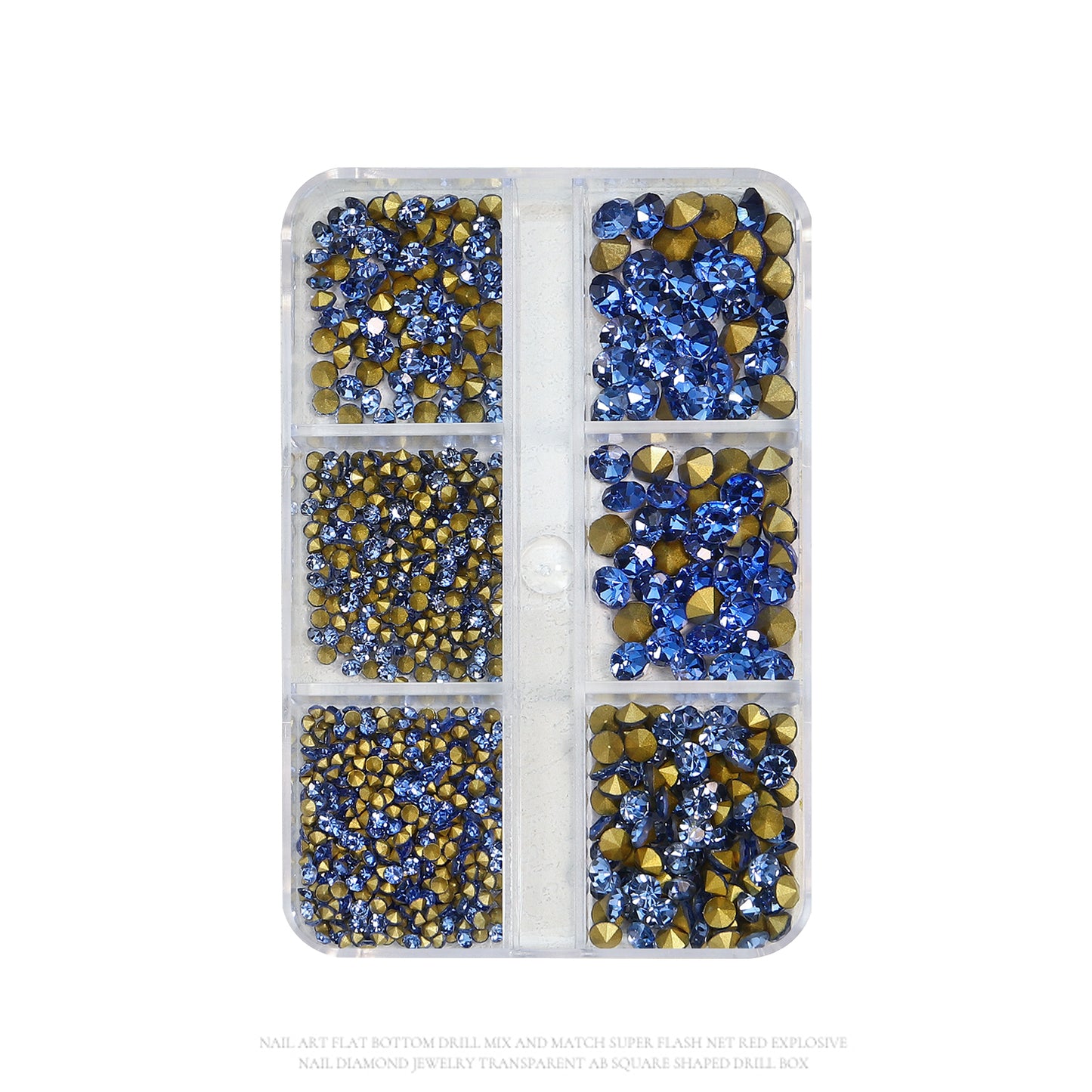 NRS031 6 grids/box pointed bottom colored glass rhinestones pink blue nail art rhinestone decoration