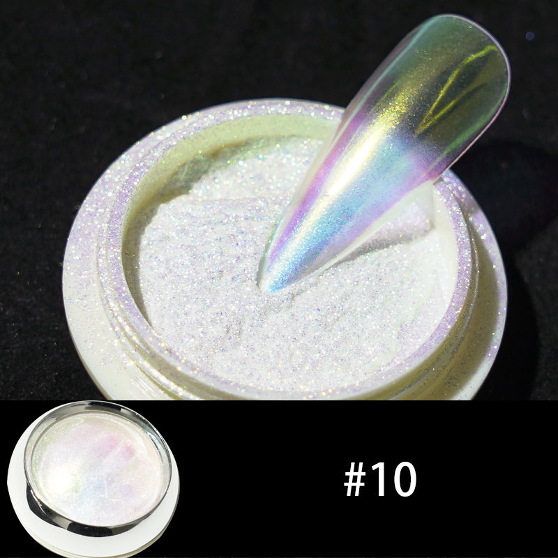 FNP028 Wholesale Moonlight Nail Acrylic Powder Solid Aurora Mirror White Pearl Powder UV Nail Glitter Chrome Powder