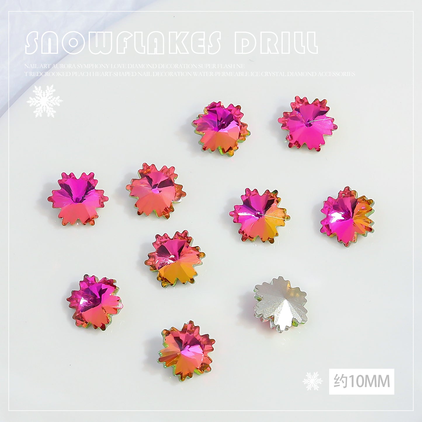 NZJ032 K9 snowflake point bottom nail enhancement diamond luxury glass crystal shaped diamond DIY nail jewelry wholesale