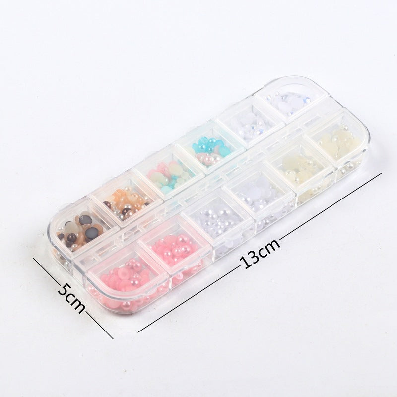 NDE006 ForLife Mixed Pearl Ornaments Rice White Pure White Illusion Color Flat Bottom Round Nails UV Gel 3d Nail Art Decoration
