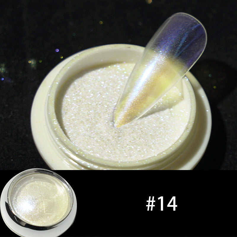FNP028 Wholesale Moonlight Nail Acrylic Powder Solid Aurora Mirror White Pearl Powder UV Nail Glitter Chrome Powder
