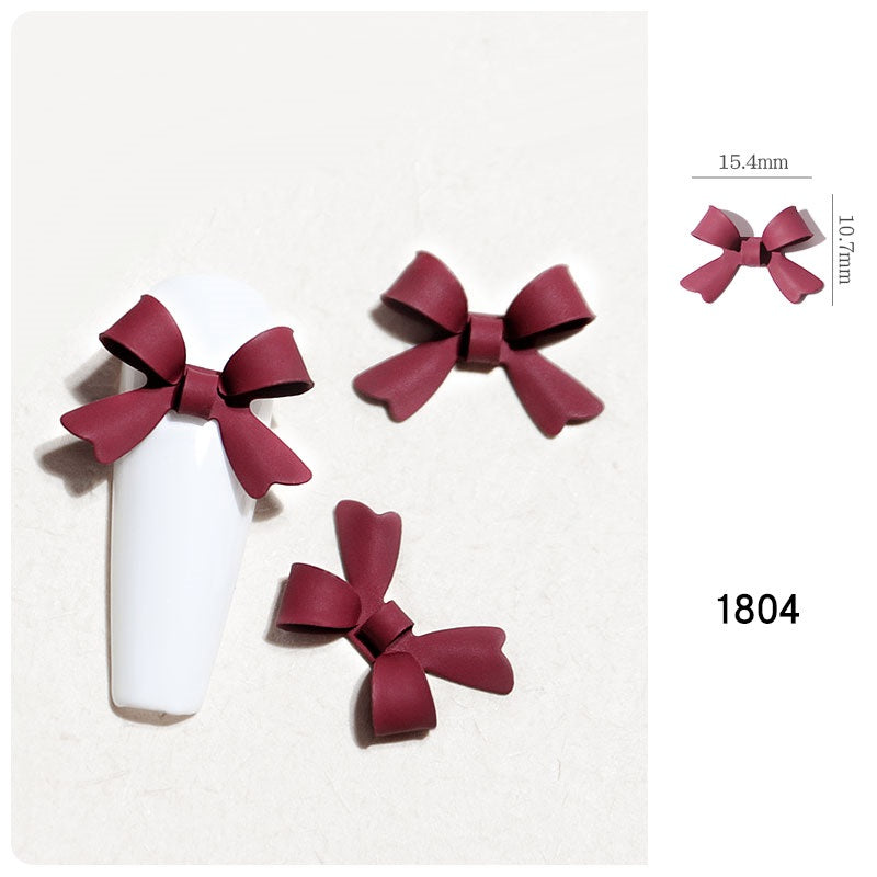 NDE061 ForLife nail art accessories three-dimensional spray paint butterfly red ribbon 3D alloy bow decoration