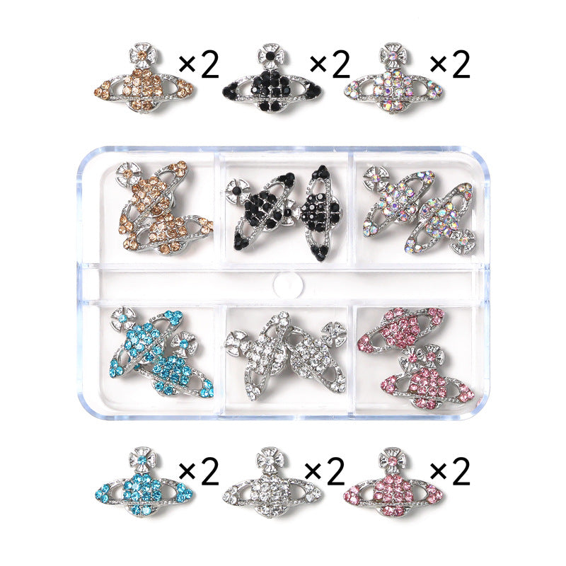NZJ020 Nail Art Camellia Cherry Planet Six-Grid Alloy Jewelry Wholesale