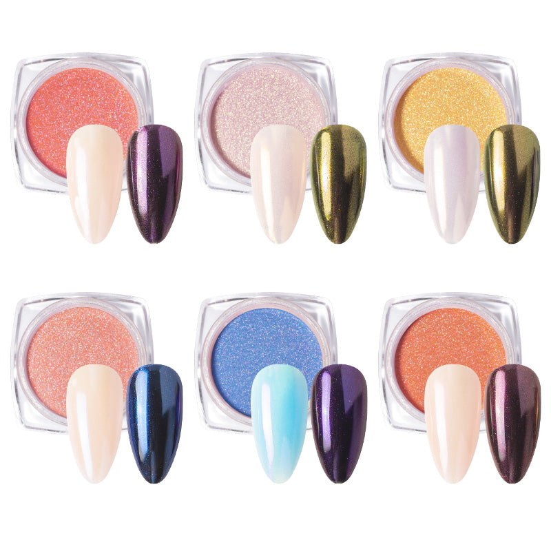FNP100 New Arrived Wholesale 6 Colors/set Laser Nail Art Powder