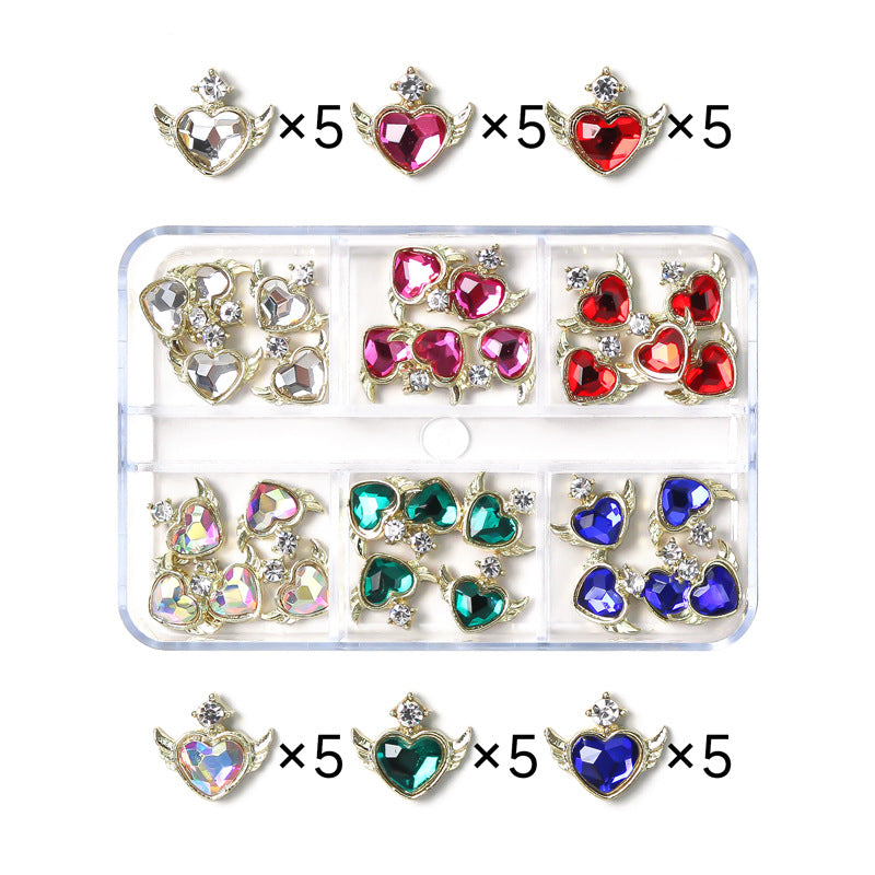 NZJ020 Nail Art Camellia Cherry Planet Six-Grid Alloy Jewelry Wholesale