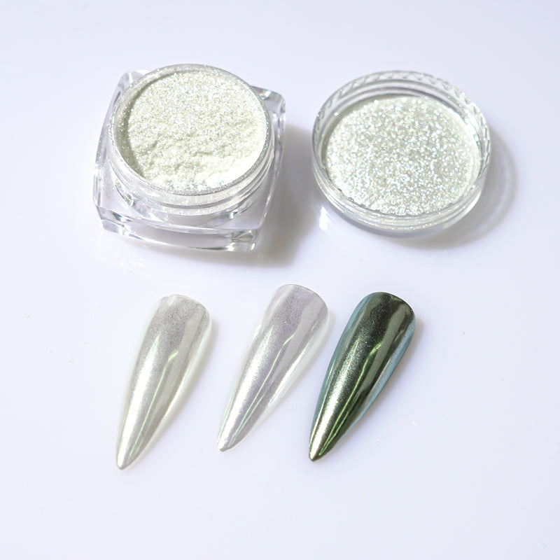 FNP030 Holographic Nail Powder Silver light Laser Mirror Glitter Design Nail Art Pigment Rub Dust Flakes Decorations