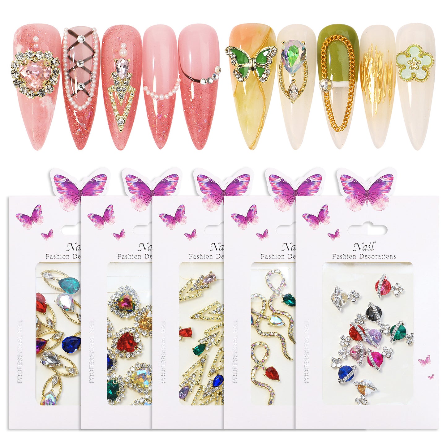 NRS029 3D nail art charms zircon alloy nail jewelry transparent shiny charm metal gemstone fashion DIY nail art decorations