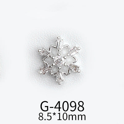 NZJ040 Christmas Nail Art Zircon Charms 3D Snowflake Nail Glitter Sticker Supplies Accessories Shiny Xtmas Nail Rhinestones Jewelry