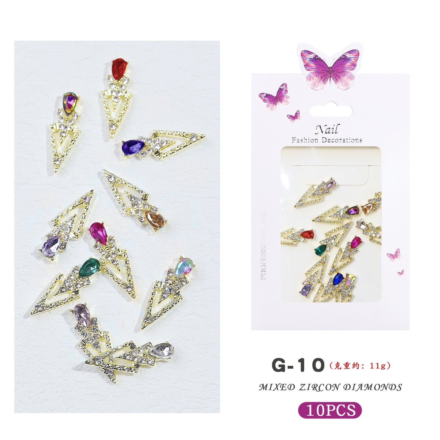 NRS029 3D nail art charms zircon alloy nail jewelry transparent shiny charm metal gemstone fashion DIY nail art decorations