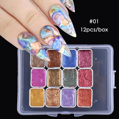 FNP041  Paint Solid Watercolor Pearl Pigment Drawing Ink Flower Chrome Polish Powder For DIY Nail Art Design