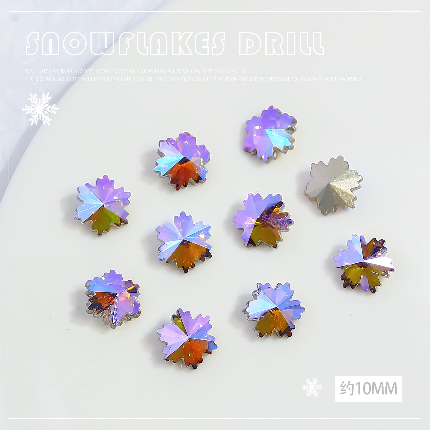 NZJ032 K9 snowflake point bottom nail enhancement diamond luxury glass crystal shaped diamond DIY nail jewelry wholesale
