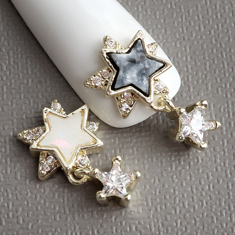NZJ043 New nail art shell love jewelry metal accessories nail decoration diamond alloy jewelry