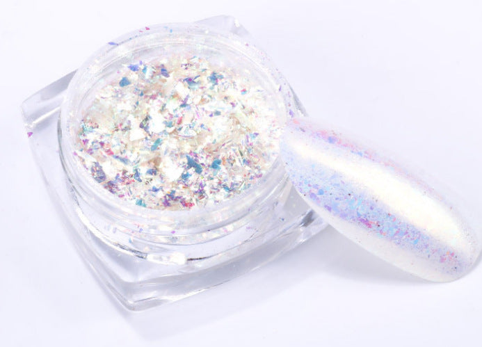 FNP054 12 Colors Magic Mirror Acrylic Powder Nail Art Laser Colorful Transparent Powder Nail Art Decoration