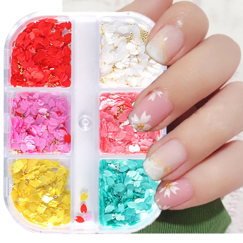 NDE065 Newest Flower Steel Ball Nail Art Accessories Ultra Thin Cherry Blossom Petals Sequins