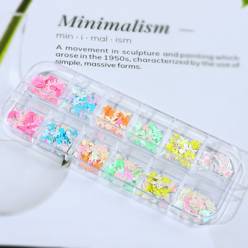 NDE035 ForLife Heart Shape Nail Glitter laser Sequins 3D Nail Art Decorations Flakes Tips 12 Color DIY Manicure sequins