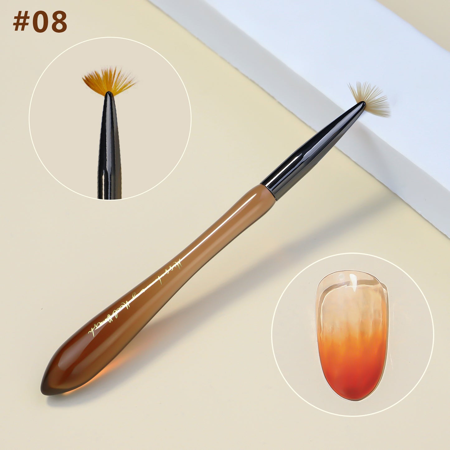 NBR045 Japanese New acrylic translucent coffee color gourd nail brush 8 styles painting smudge carving pen