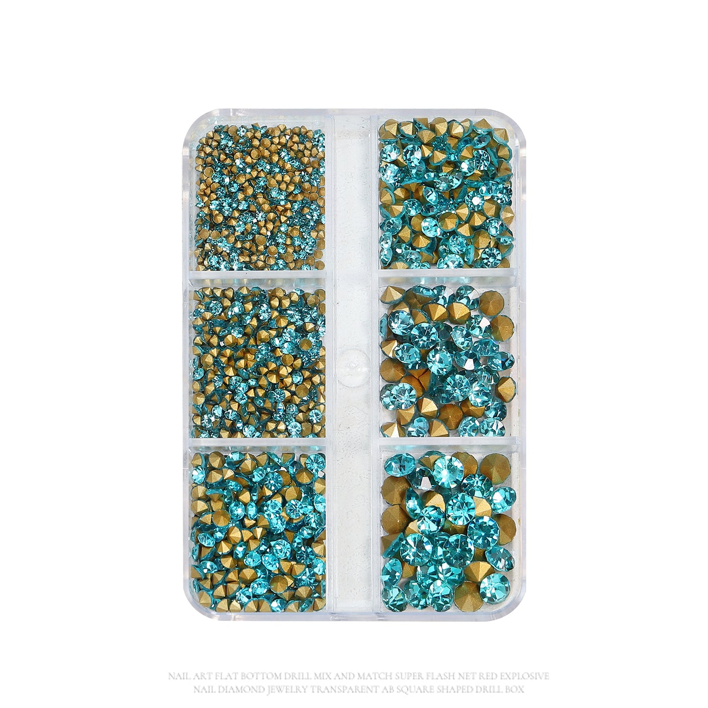NRS031 6 grids/box pointed bottom colored glass rhinestones pink blue nail art rhinestone decoration