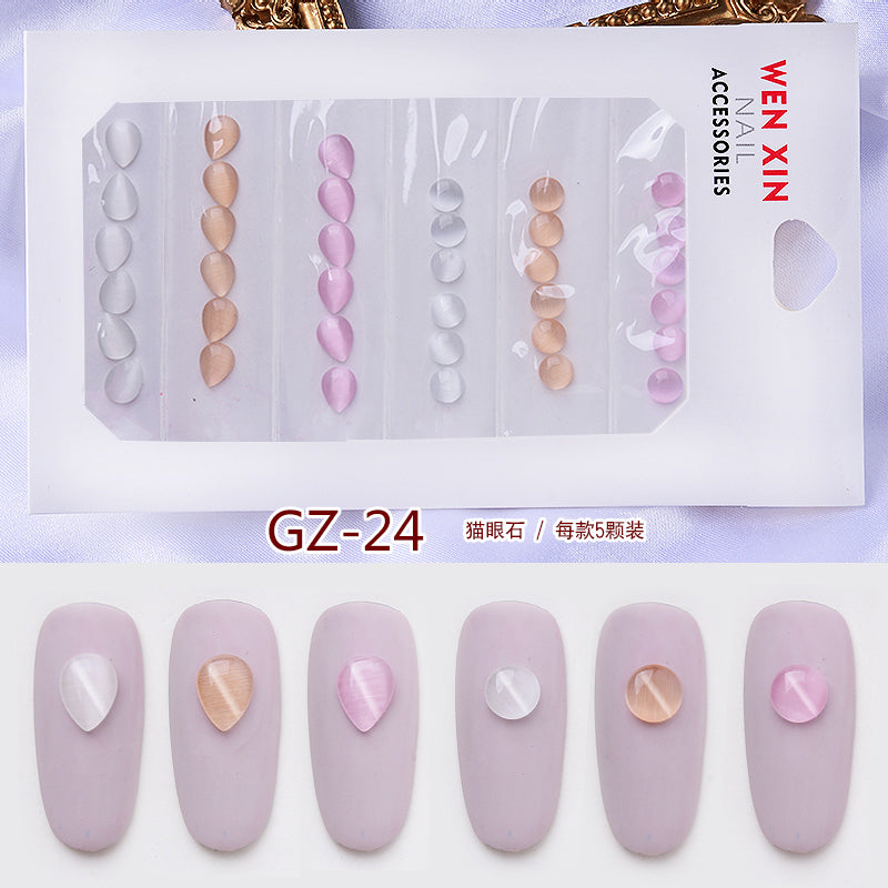 NRS007 ForLife 6 Grid Pack Flatback Nail Art Crystal Rhinestones Zircon Decorations 3d Alloy Retro Nail Accessories DIY tools