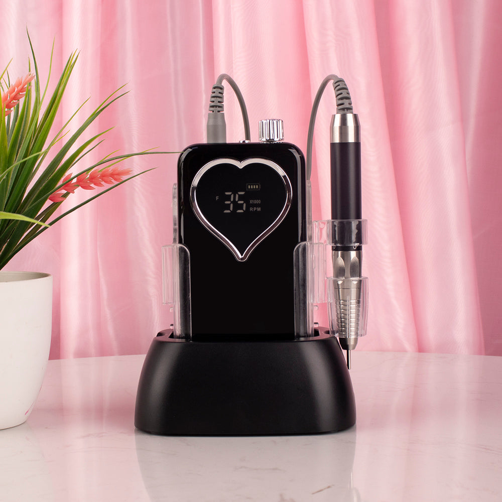 FNDM011 Manicure Pedicure Nail File Drill Machine Rechargeable 35000RPM Portable Nail Drill Machine Cordless with Electric Charge base