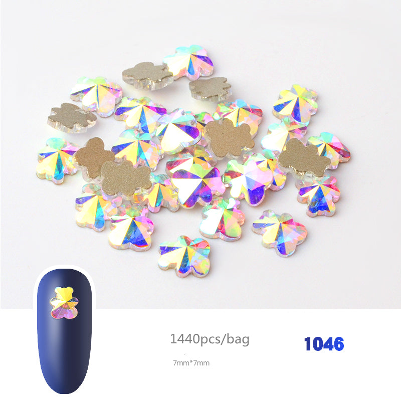NRS019 Crystal AB 3D Nail Art Rhinestones Gem 1440pcs/bag Flatback Stones DIY Decorations Manicure Diamond Jewelry Different Shapes