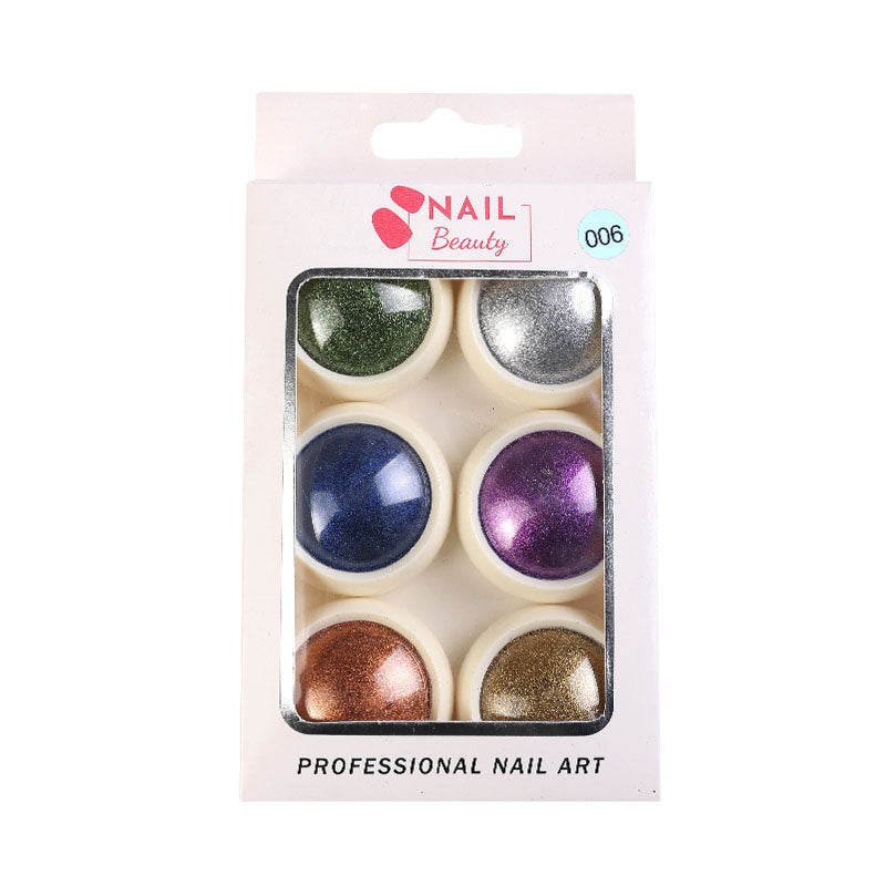 FNP001 Wholesale High Quality 6pcs/box Highlight Magic Mirror Powder Press On Nail For Fashionable Nail Decoration