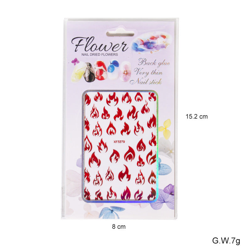 NS5D022  ForLife 3D Manicure Flame Nail Sticker Holographic fireworks decals Reflections Self-Adhesive Foils DIY Nail Art Decoration